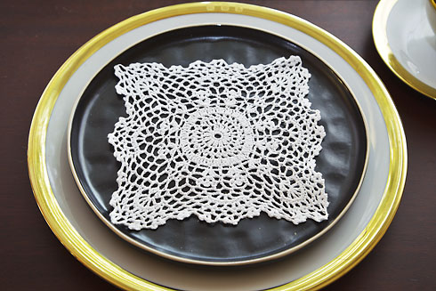 White color Square Crochet Lace Doilies. 6"x6" Square Crochet. - Click Image to Close